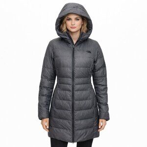 The North Face Gotham II Down Parka Jacket Women’s Size Small Grey‎ Heather Zip